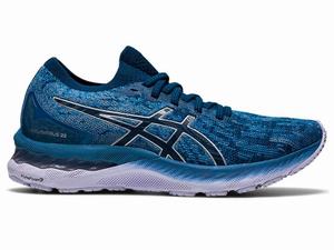Asics GEL-NIMBUS 23 KNIT Women's Running Shoes Grey / Blue | EQR693582
